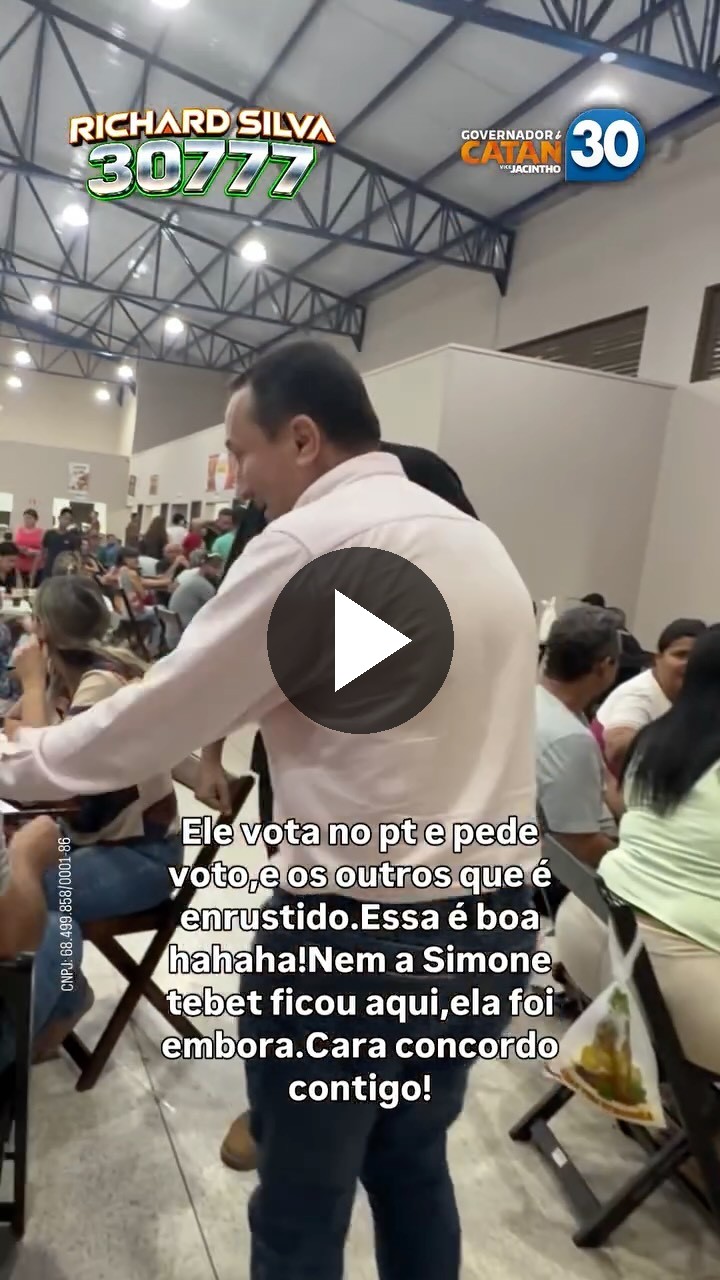 Richard Candidato a Deputado Estadual 30777 Tive certeza que a cidade não quer ajudar eleger o marido da Simone Tebet!