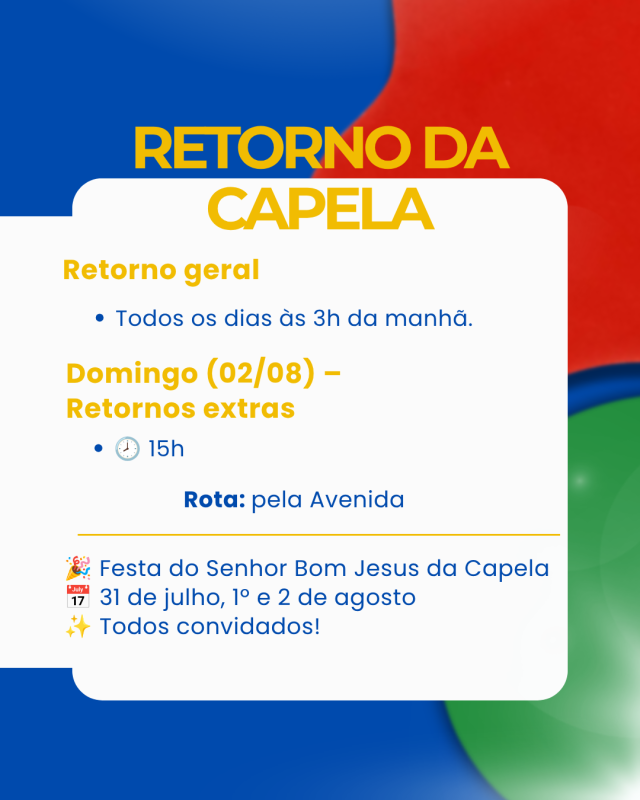 89ª Festa do Senhor Bom Jesus da Capela “Santo Fujão” acontece de 31 de julho a 2 de agosto em...