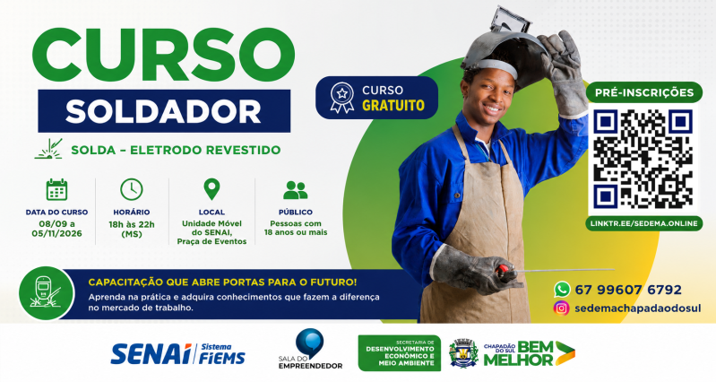 Prefeitura abre inscrições para curso gratuito de Solda em parceria com o SENAI