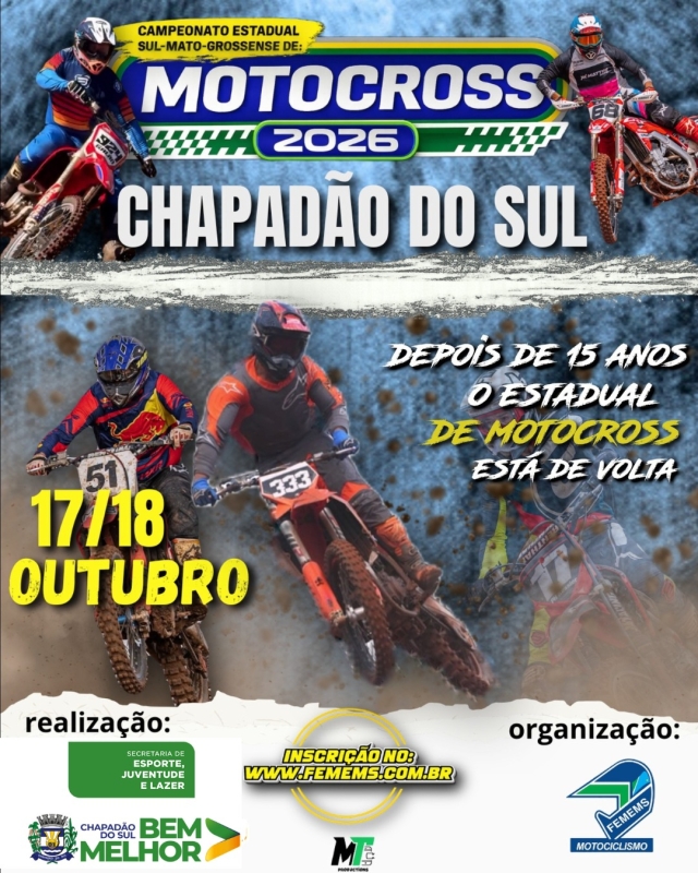 Após 15 anos, Chapadão do Sul volta a sediar Estadual de Motocross nas comemorações dos 39 anos