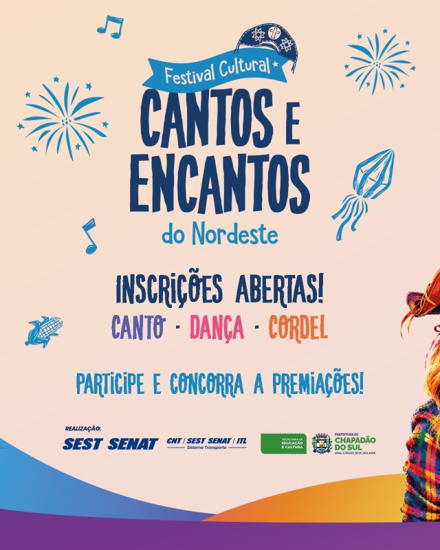 Semana Nordestina 2026 lança Festival Cultural "Cantos e Encantos do Nordeste" com editais abertos e premiações de até R$ 3 mil em Chapadão do Sul/MS